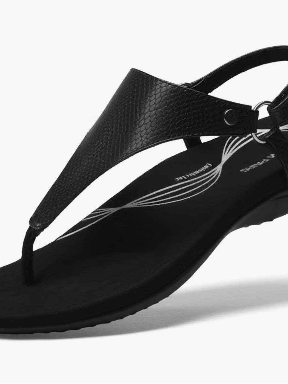 Dream Pairs Black Textured Thong Sandal with Back Strap